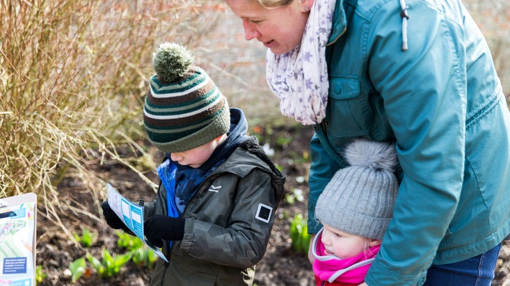 Visitors following the family trail